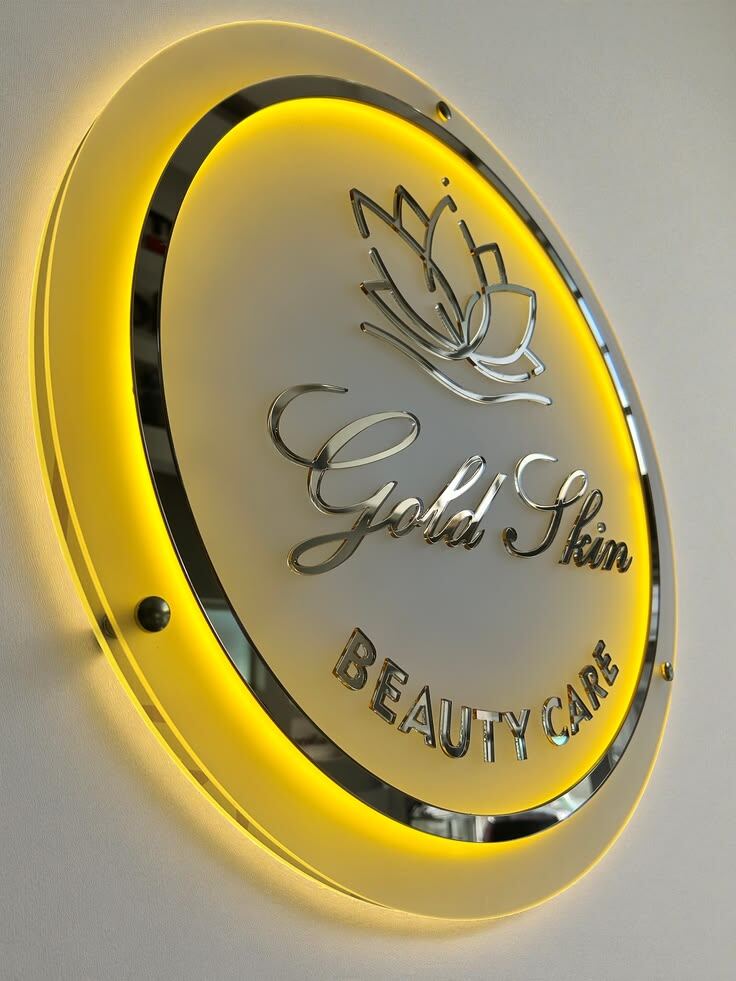 Enseigne lumineuse Gold Skin Beauty Care