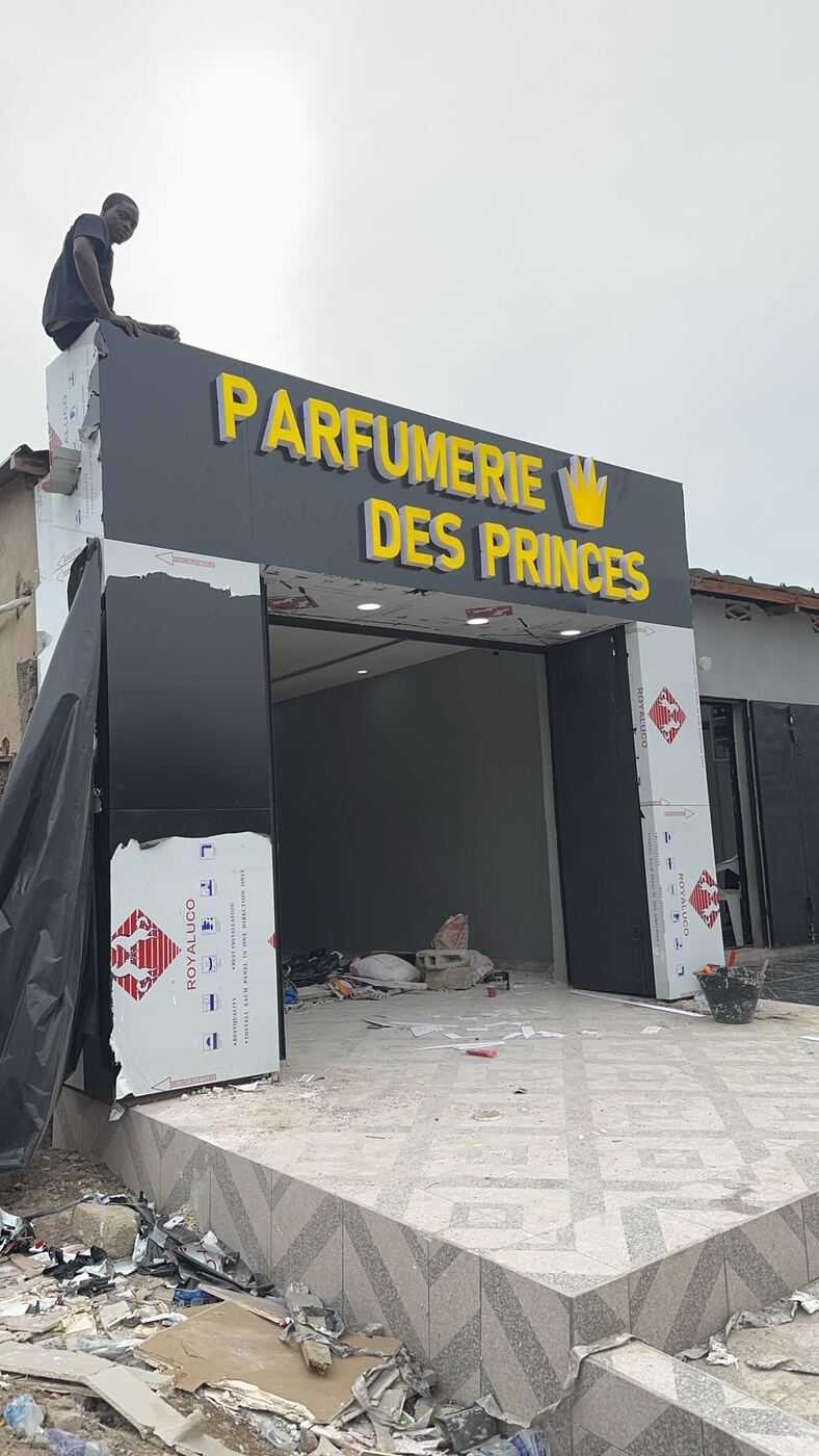 Façade Alucobond en cours de pose, Parfumerie des Princes