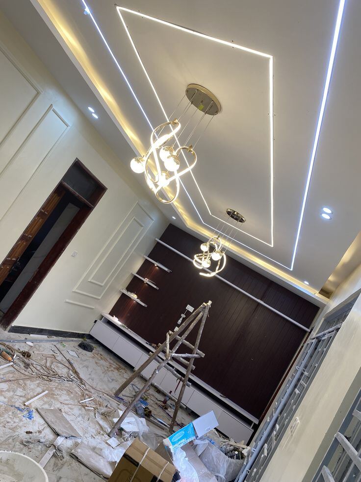 Faux plafond en placo avec éclairage intégré
